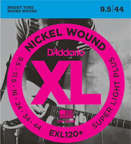 D'Addario Nickel Wound, Super Light PLUS, 9.5-44 Electric Guitar Strings - EXL120+