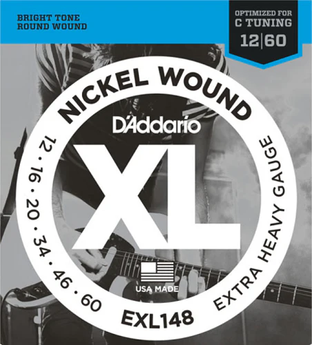 D'Addario Nickel Wound, XTRA-Heavy, 12-60 Electric Guitar Strings - EXL148