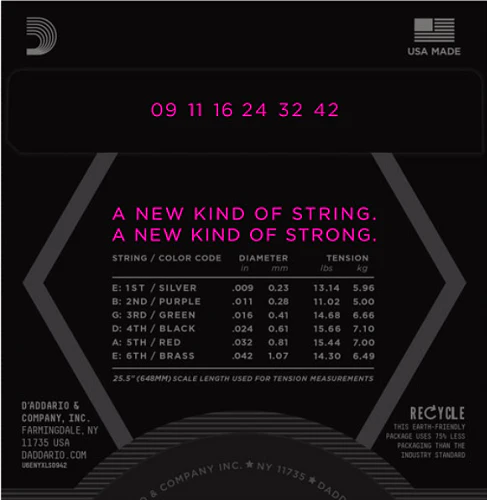 D'Addario NYXL Nickel Wound, Super Light, Double Ball END, 09-42 Electric Guitar Strings - Image 3