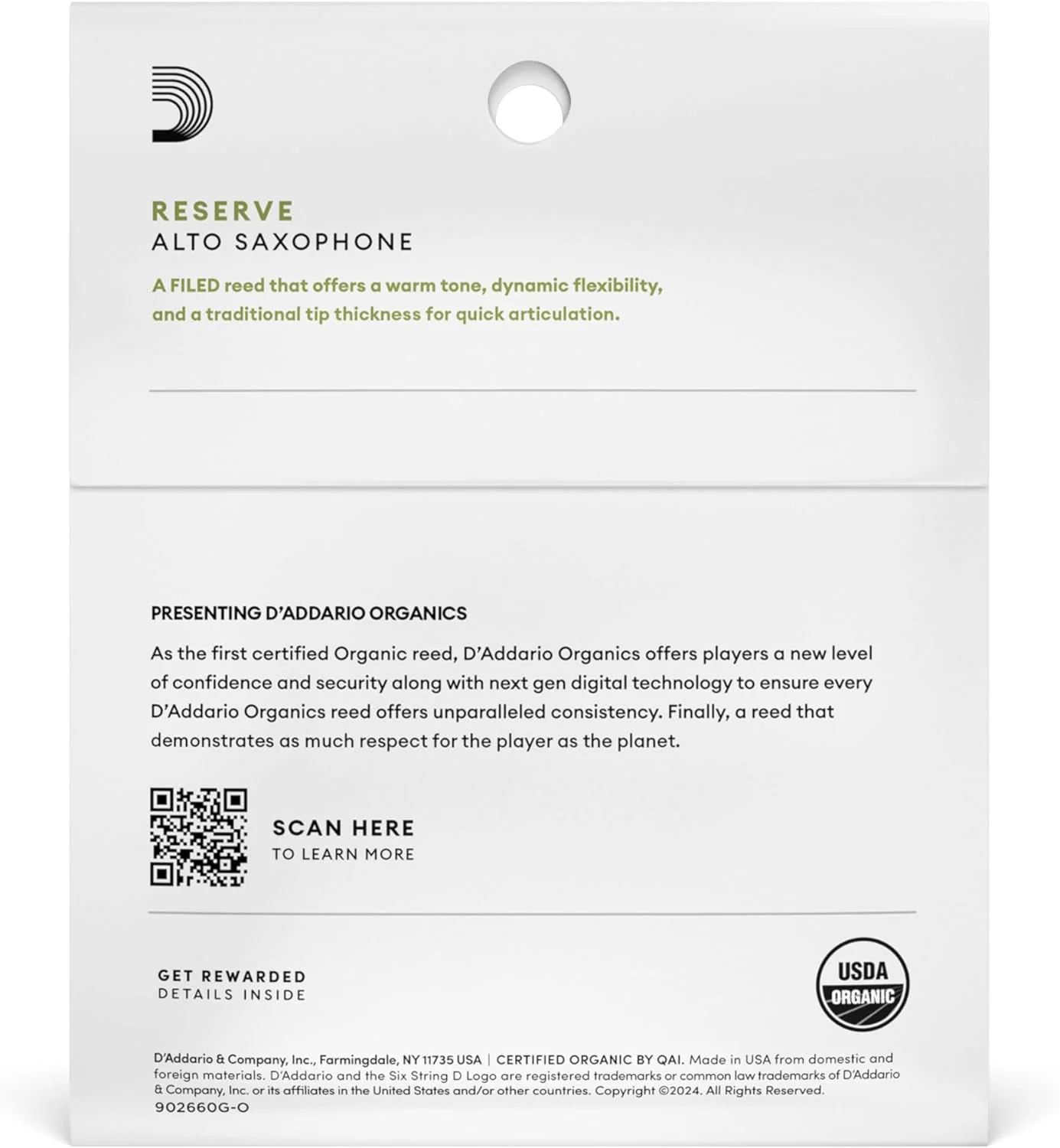D'Addario Organic Reserve Alto Saxophone Reeds - 3 Pack - Image 2