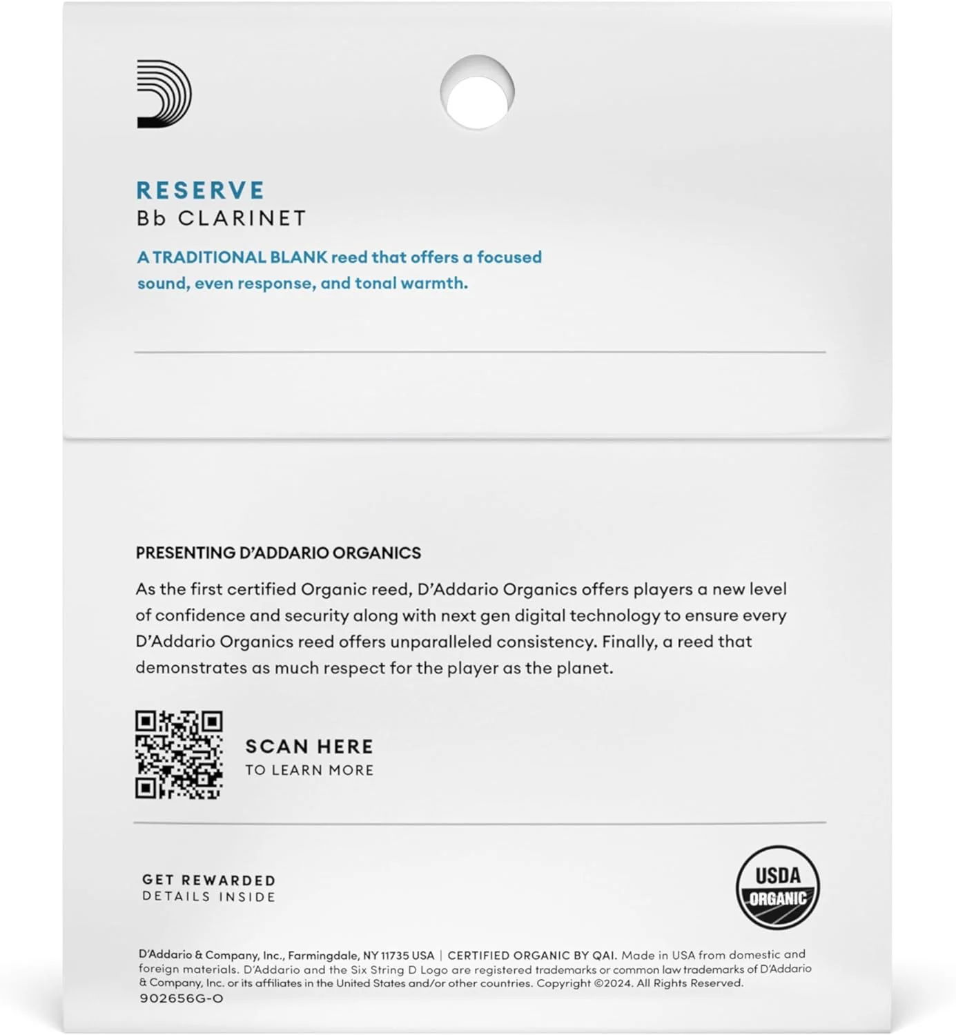 D'Addario Organic Reserve Bb Clarinet Reeds - 3 Pack - Image 2