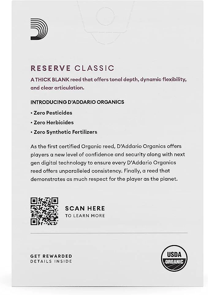 D'Addario Organic Reserve Classic Bb Clarinet Reeds - 10 Per Box - Image 3
