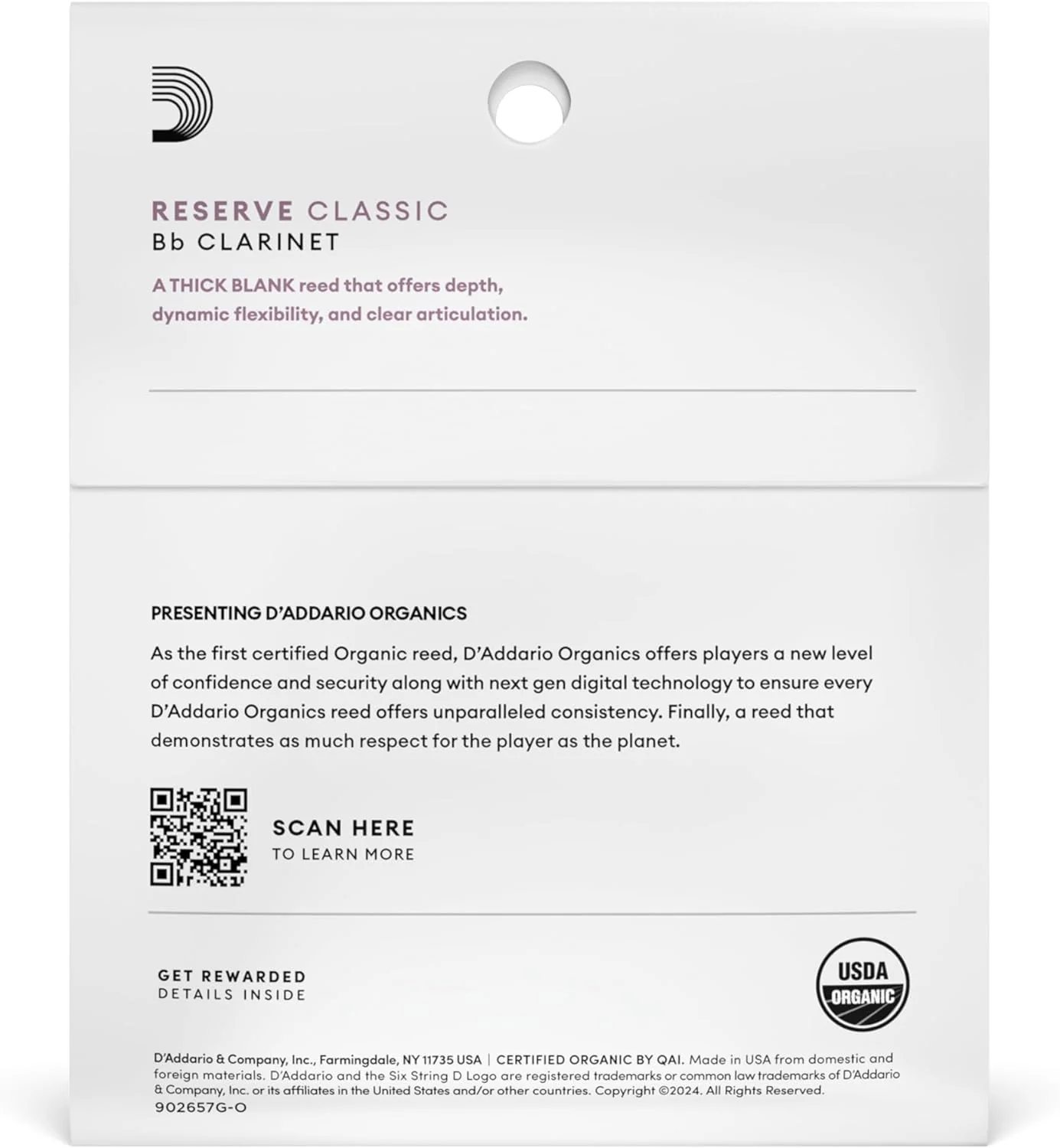 D'Addario Organic Reserve Classic Bb Clarinet Reeds - 3 Pack - Image 2