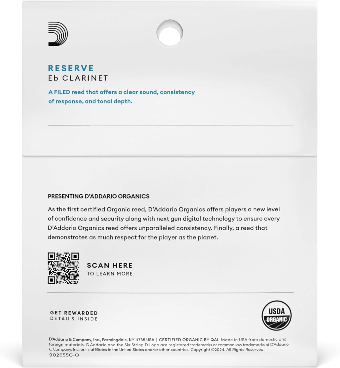 D'Addario Organic Reserve Eb Clarinet Reeds - 3 Pack - Image 2