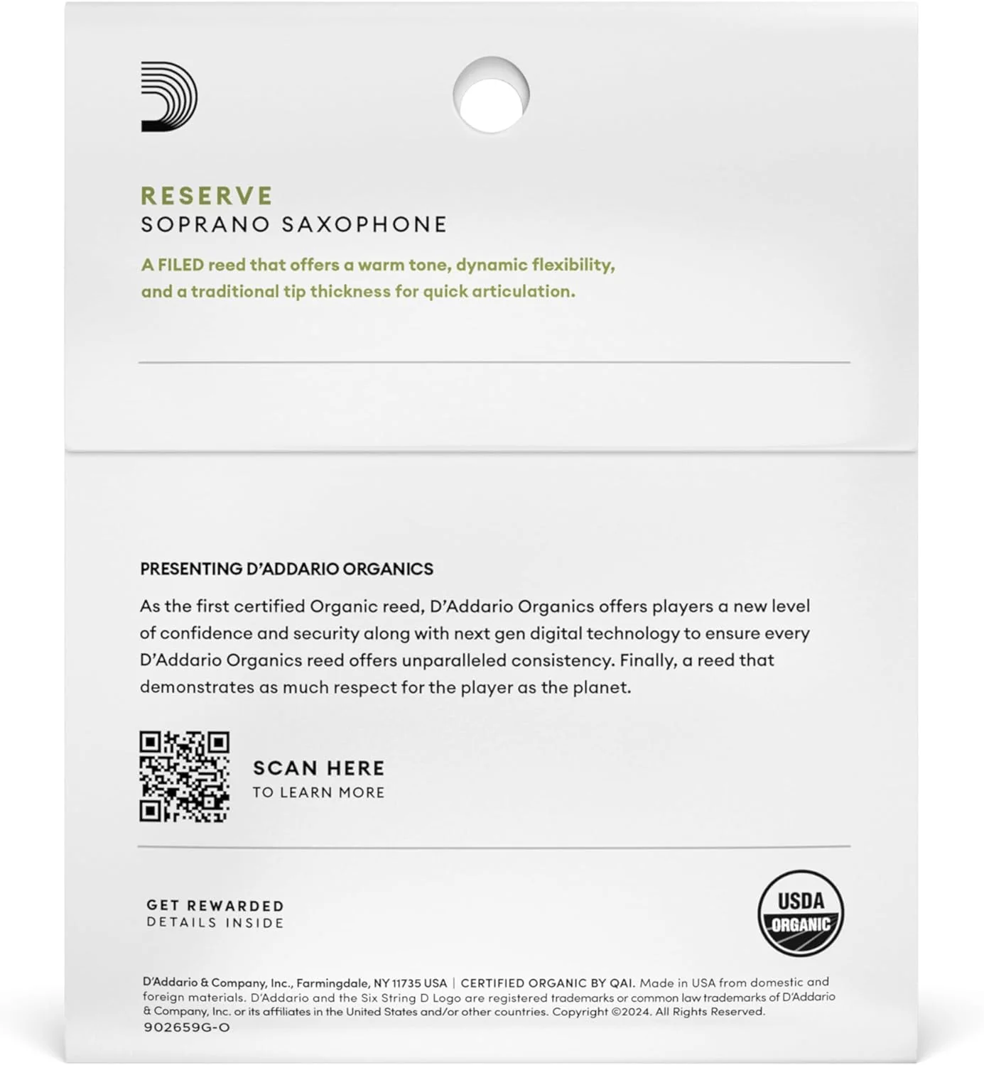 D'Addario Organic Reserve Soprano Saxophone Reeds - 3 Pack - Image 2