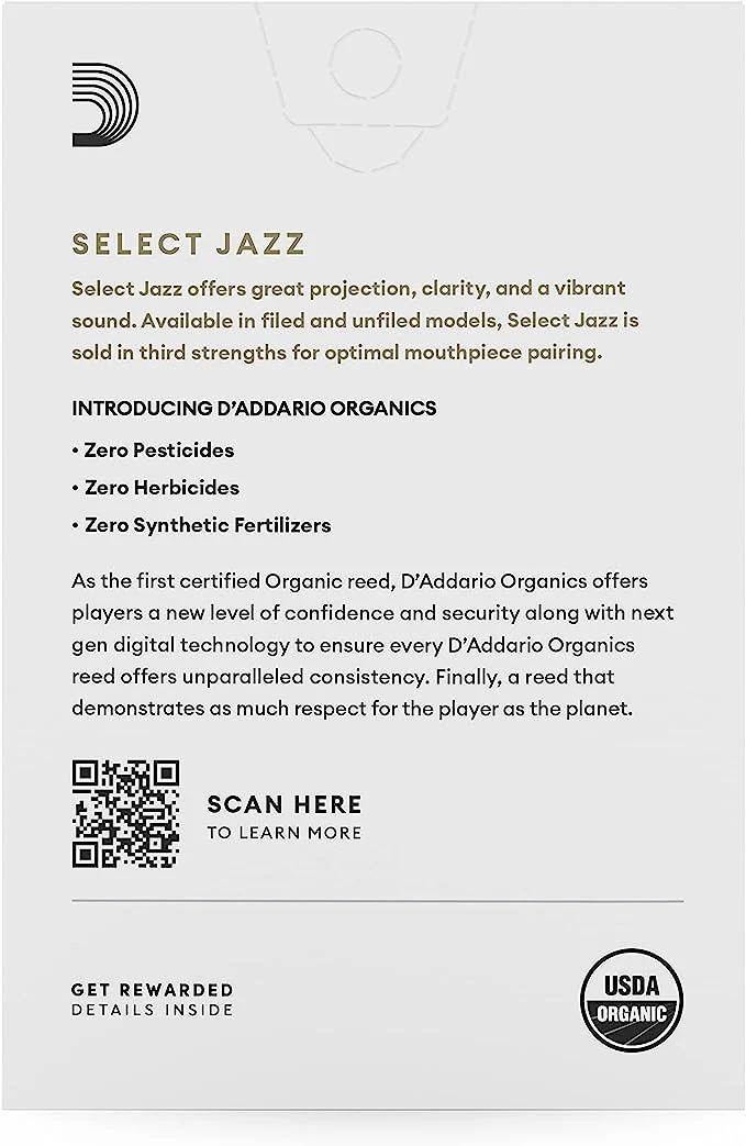 D'Addario Organic Select Jazz Filed Soprano Saxophone Reeds - 10 Per Box - Image 3