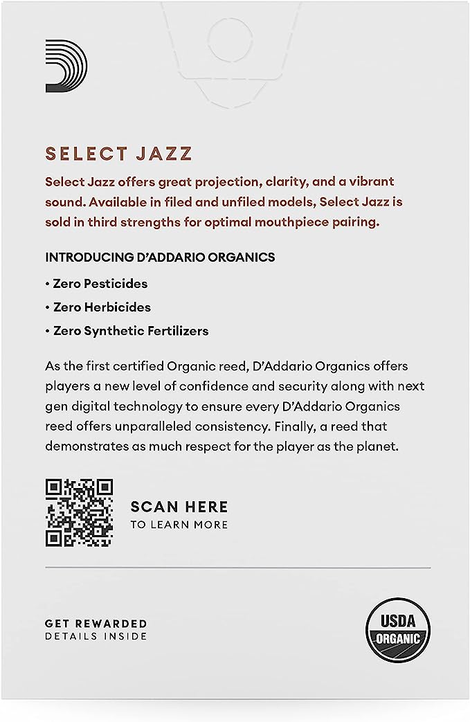 D'Addario Organic Select Jazz Unfiled Soprano Saxophone Reeds - 10 Per Box - Image 3
