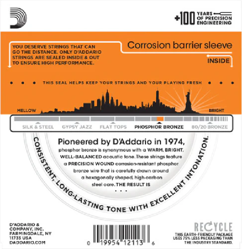 D'Addario Phosphor Bronze, Extra Light, 10-47 Acoustic Guitar Strings - EJ15 - Image 2
