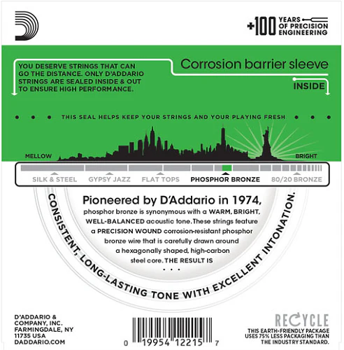 D'Addario Phosphor Bronze, Heavy, 14-59 Acoustic Guitar Strings - EJ18 - Image 2