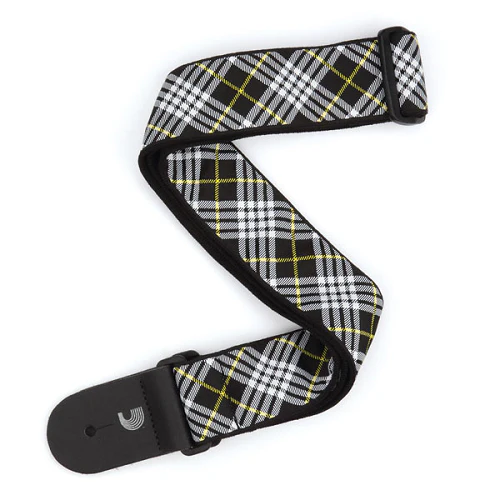 D'Addario Planet Waves Americana Woven Tartan - BLACK, White & Yellow Guitar Strap