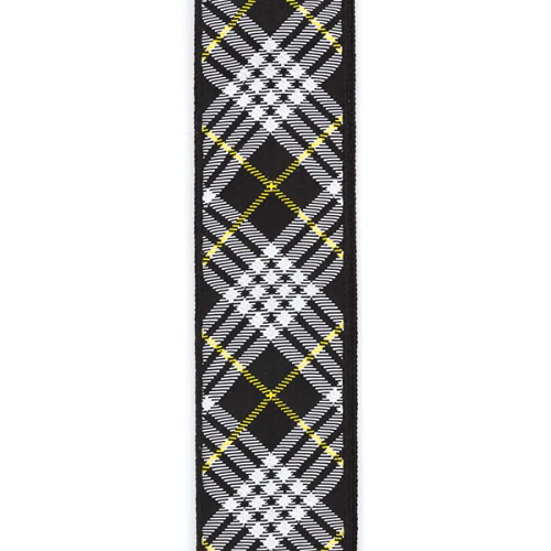 D'Addario Planet Waves Americana Woven Tartan - BLACK, White & Yellow Guitar Strap - Image 2
