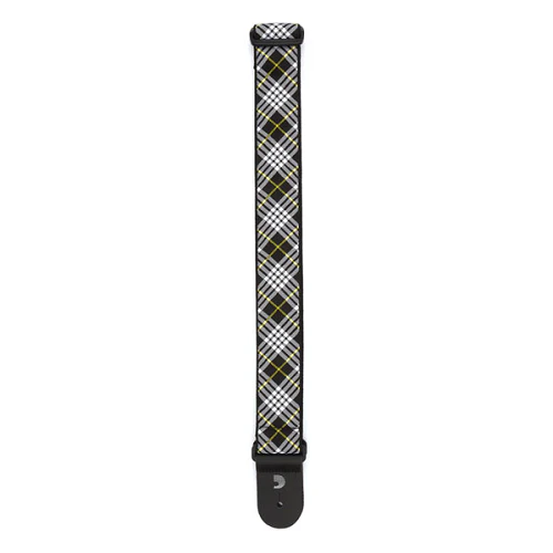 D'Addario Planet Waves Americana Woven Tartan - BLACK, White & Yellow Guitar Strap - Image 3
