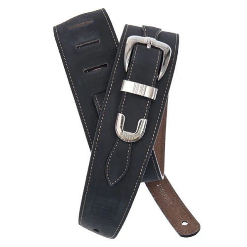 D'Addario Planet Waves Black Leather Strap W/ Belt Buckle