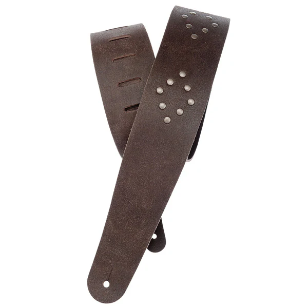 D'addario Planet Waves - Blasted Leather Guitar Strap (WITH Optional Brass RIVETS) - Image 3