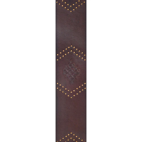 D'Addario Planet Waves Brown Embossed Studs Leather Strap - Image 2