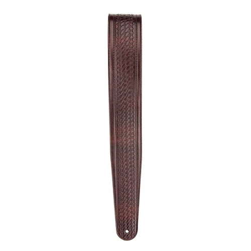 D'Addario Planet Waves Brown Embossed Weave Leather Guitar Strap - Image 3