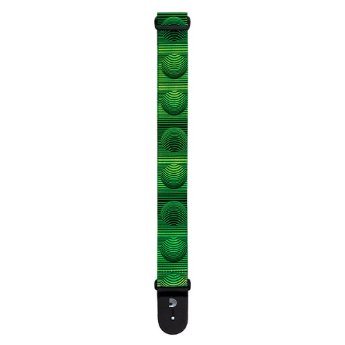 D'Addario Planet Waves Optical Art Green Orbs Polyester Woven Guitar Strap - Image 3