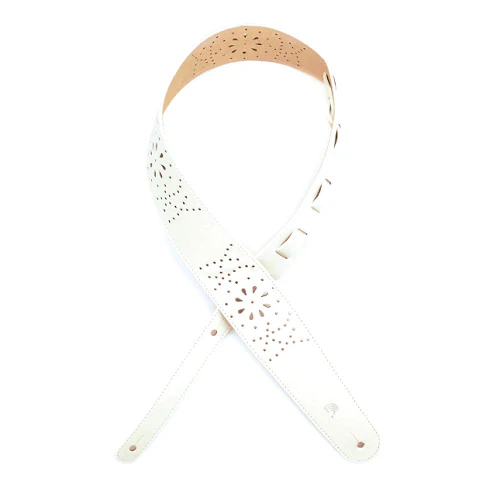 D'Addario Planet Waves Perforated White Leather Guitar Strap