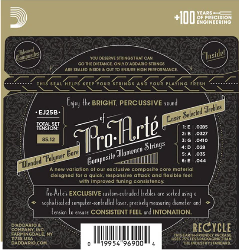 D'Addario EJ25B Pro-Arte Black Nylon Composite Flamenco Guitar Strings - Image 2
