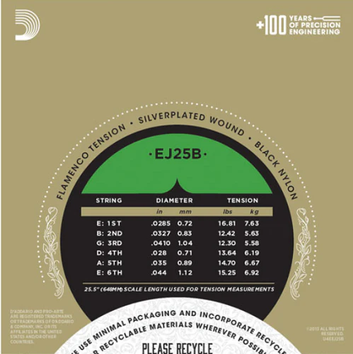 D'Addario EJ25B Pro-Arte Black Nylon Composite Flamenco Guitar Strings - Image 3