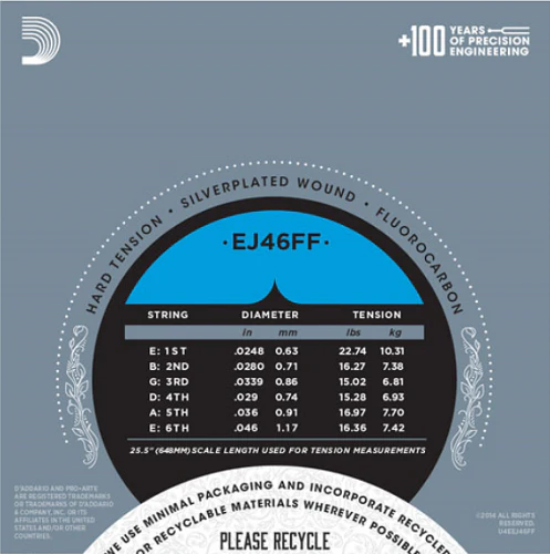 D'Addario Pro-Arte Carbon, Dynacore Basses, Hard Tension Classical Guitar Strings - EJ46FF - Image 3