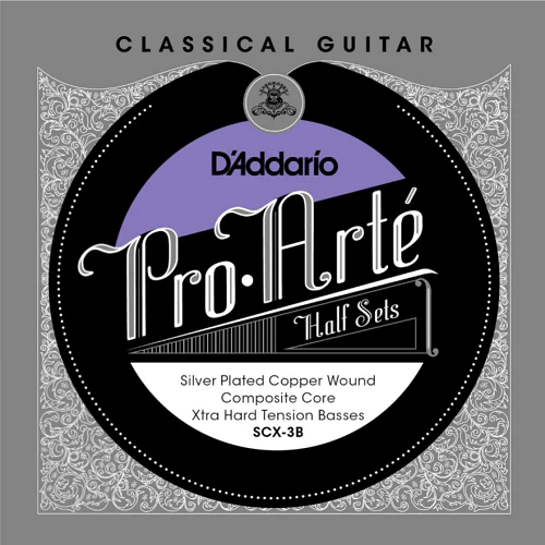D'Addario Pro-Arte Composite Core, Silver Plated Copper Bass, Extra Hard Tension Half Set Classical Guitar Strings