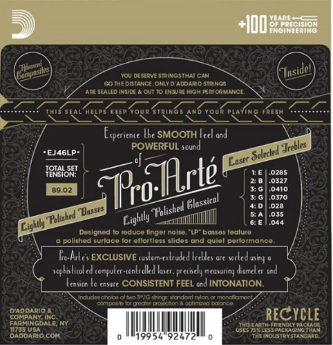 D'Addario Pro-Arte Lightly Polished Composite, Hard Tension Classical Guitar Strings - EJ46LP - Image 2