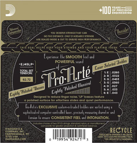 D'Addario Pro-Arte Lightly Polished Composite, Normal Tension Classical Guitar Strings - EJ45LP - Image 2