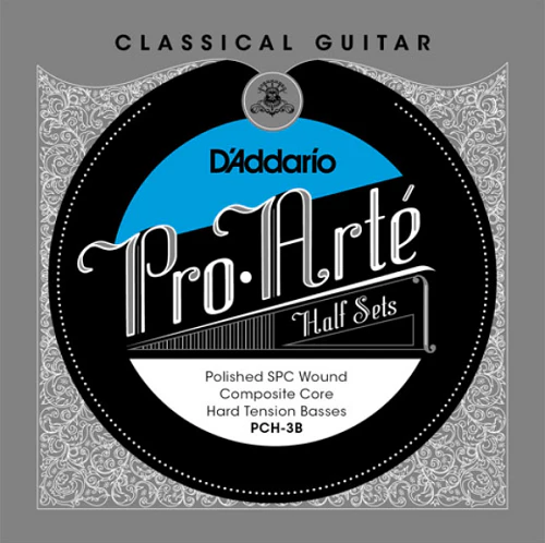 D'Addario Pro-Arte Nylon Core, Polished Silver Plated Copper Bass Half Set Classical Guitar Strings