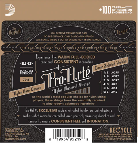 D'Addario Pro-Arte Nylon, Light Tension Classical Guitar Strings - EJ43 - Image 2