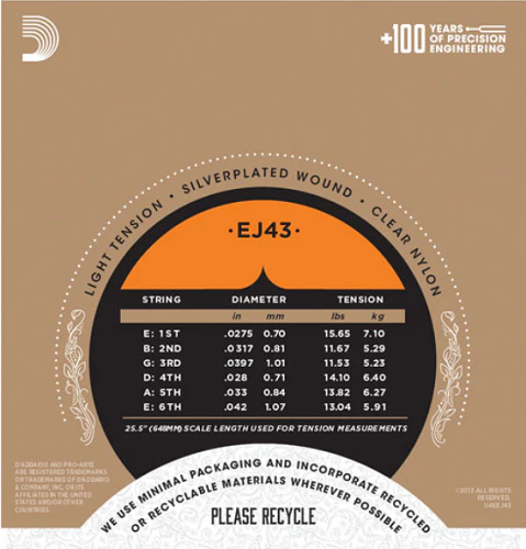 D'Addario Pro-Arte Nylon, Light Tension Classical Guitar Strings - EJ43 - Image 3