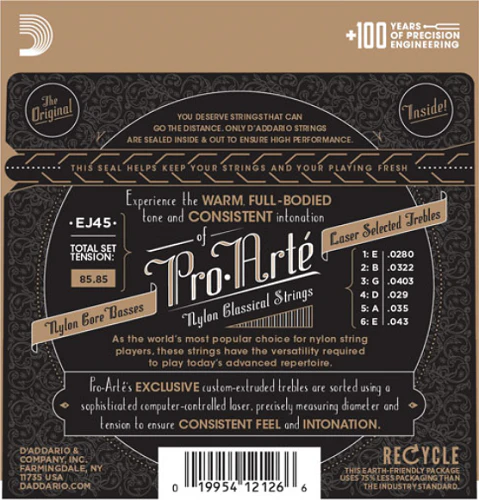 D'Addario Pro-Arte Nylon, Normal Tension Classical Guitar Strings - EJ45 - Image 2
