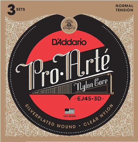 D'Addario Pro-Arte Nylon, Normal Tension Classical Guitar Strings ( 3-Sets) EJ45-3D