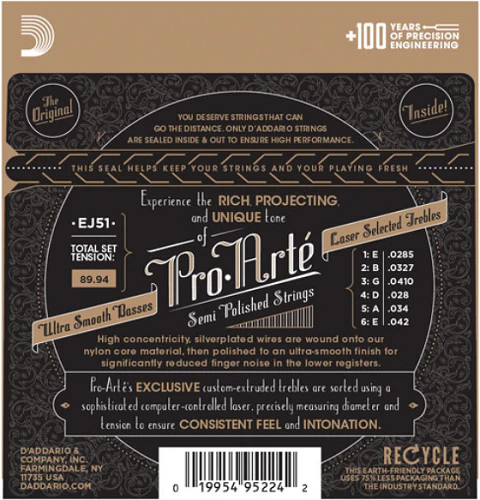 D'Addario Pro-Arte with Polished Basses, Hard Tension Classical Guitar Strings - Image 2