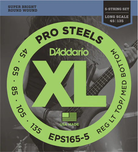 D'Addario Prosteels 5-String, Custom Light, Long Scale, 45-135 Bass Guitar Strings