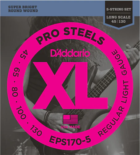 D'Addario Prosteels 5-String, Light, Long Scale, 45-130 Bass Guitar Strings