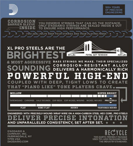 D'Addario Prosteels 5-String, Light, Super Long Scale, 45-130 Bass Guitar Strings - Image 2