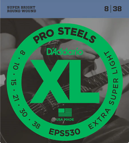 D'Addario PROSTEELS, Extra-Super Light, 8-38 Electric Guitar Strings