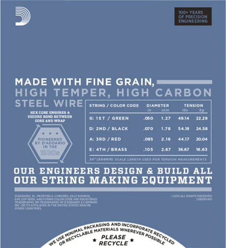 D'Addario PROSTEELS, Medium, Long Scale, 50-105 Bass Guitar Strings - Image 3