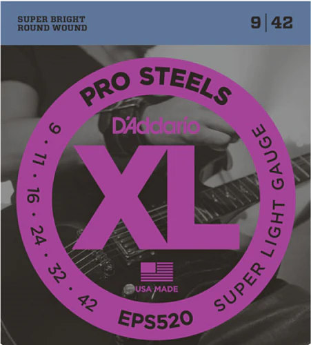 D'Addario PRO STEELS, Super Light, 9-42 Electric Guitar Strings EPS520