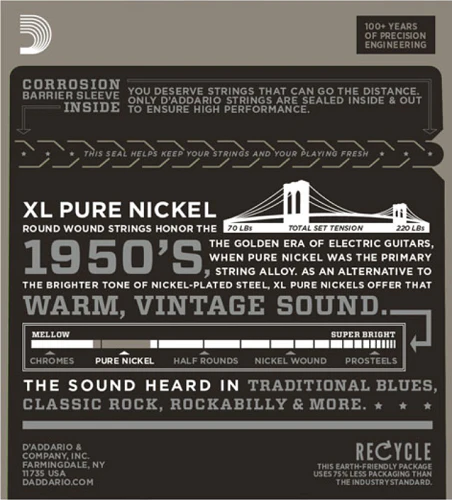 D'Addario Pure NICKEL, Jazz Medium, 13-56 Electric Guitar Strings - Image 2