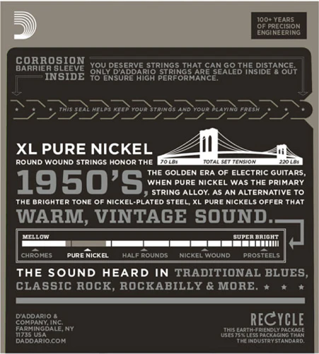 D'Addario Pure NICKEL, Jazz Medium, 13-56 Electric Guitar Strings EPN21 - Image 2