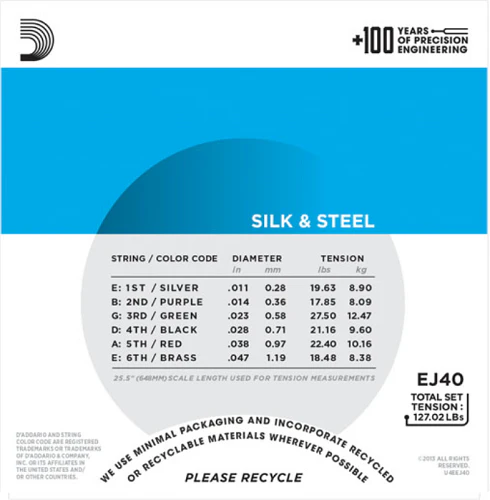 D'Addario Silk & Steel FOLK, Light, 11-47 Acoustic Guitar Strings - Image 3