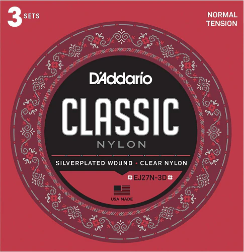 D'Addario Student Nylon. Normal Tension Classical Guitar Strings - 3-PACK