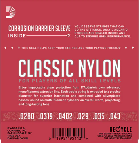 D'Addario Student Nylon. Normal Tension Classical Guitar Strings - 3-PACK - Image 2