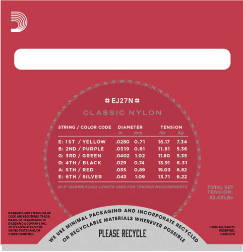 D'Addario Student Nylon. Normal Tension Classical Guitar Strings EJ27N - Image 3