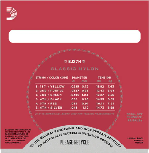 D'Addario Stydent Nylon, Hard Tension Classical Guitar Strings EJ27H - Image 3