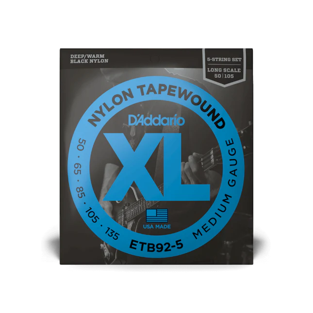 D'Addario Tapewound 5-String, Medium, Long Scale, 50-135 Bass Guitar Strings ETB92-5