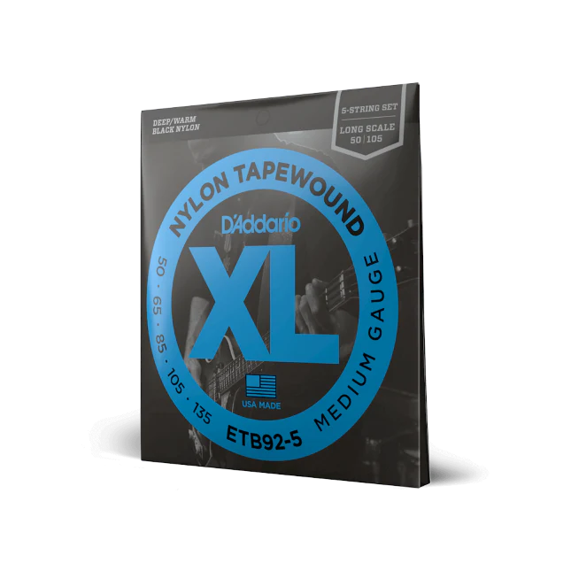 D'Addario Tapewound 5-String, Medium, Long Scale, 50-135 Bass Guitar Strings ETB92-5 - Image 3