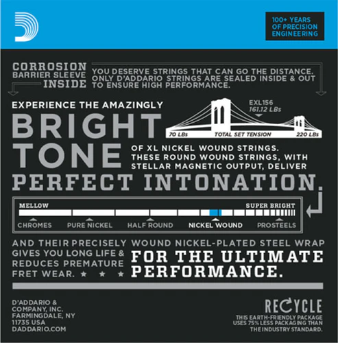 D'Addario XL Nickel Round Wound, Fender Bass VI, 24-84 Electric Guitar Strings - Image 2